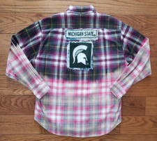 Vintage Tommy Hilfiger Michigan State Custom Acid Wash Corduroy Shirt Plaid S/M