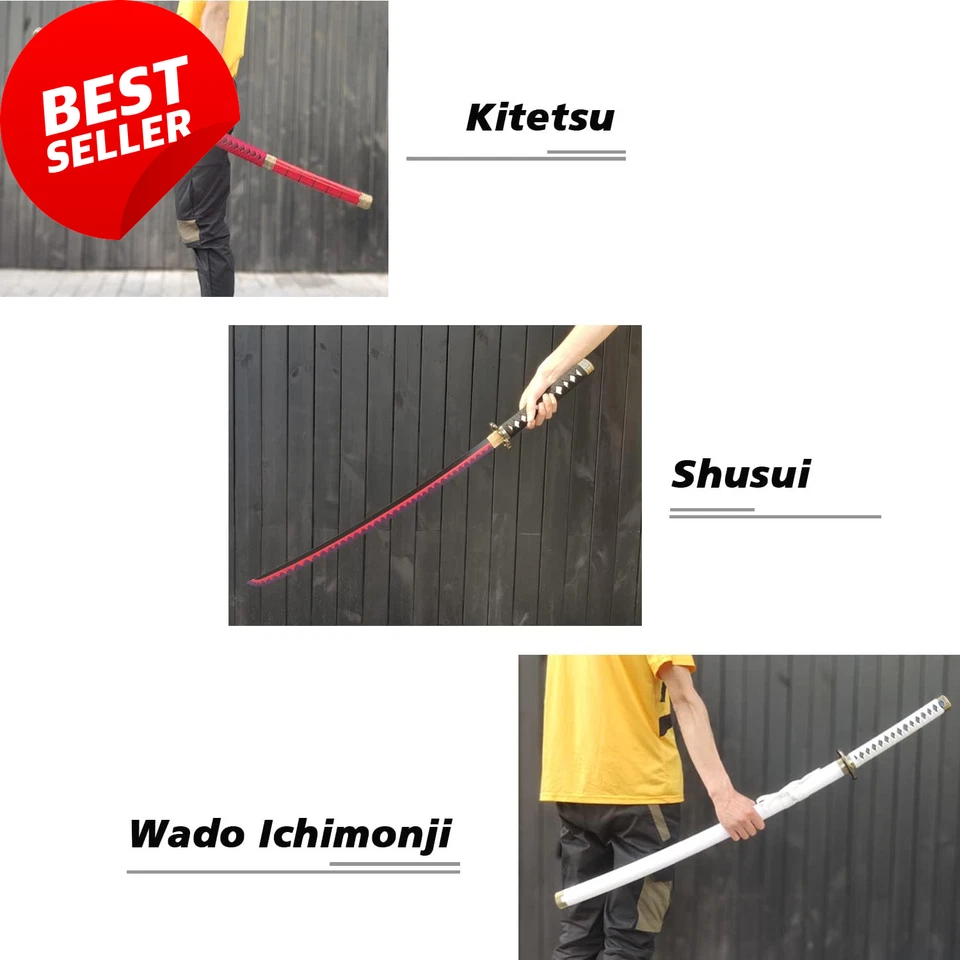 3PC Set Roronoa Zoro Swords with Display Stand, Kitetsu, Wado Ichimonji, Shusui - image 2 of 4