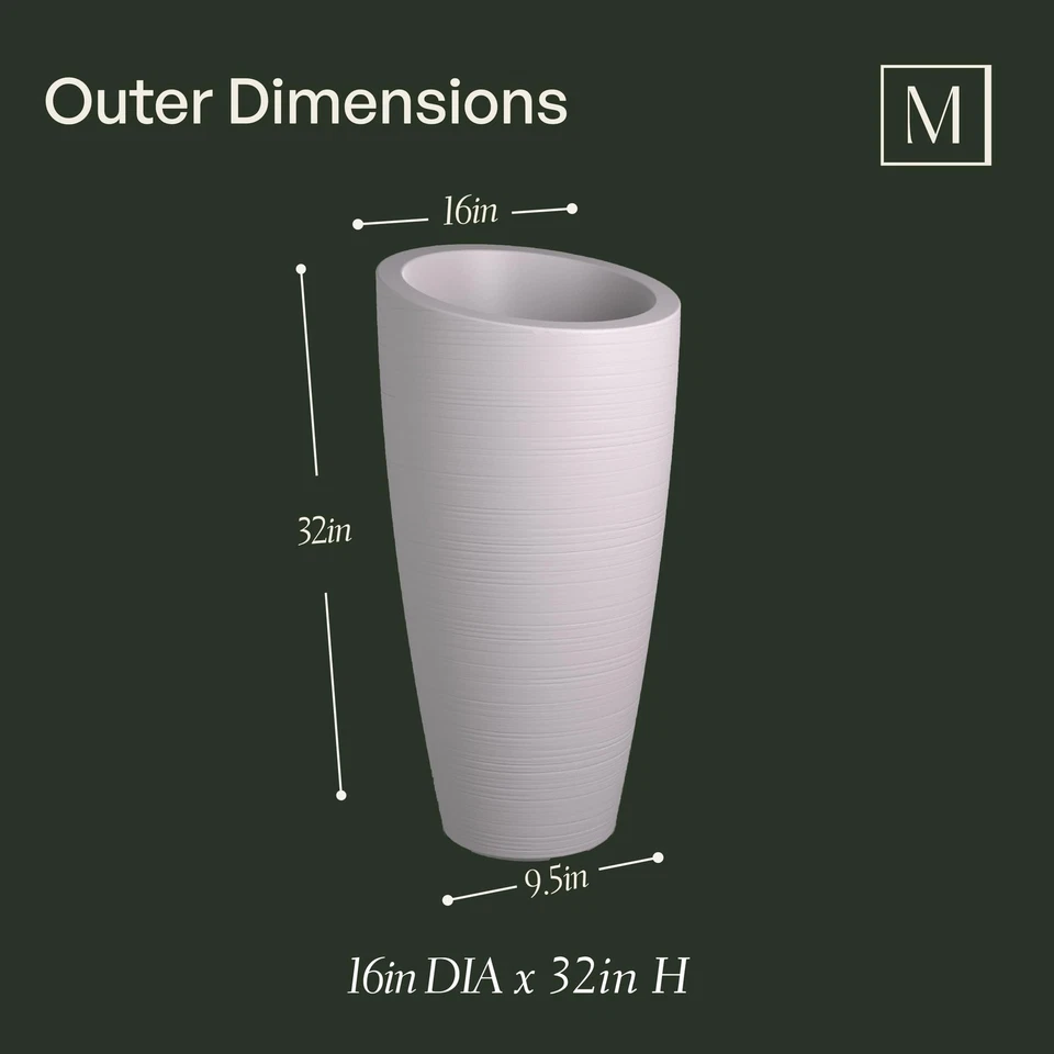 Modesto 32-Inch Tall Planter – Weather-Resistant Planter for Flowers – Durabl... - Image 3 of 4