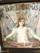 RARE VINTAGE 1898 FAIRBANKS FAIRY SOAP CHRISTMAS Store Advertising Wood Box