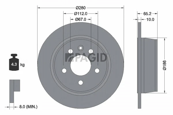 2x Disques De Frein Pleins PAGID Ø280mm Pour Mercedes Vito 638 & V-Klasse 638/2 - Photo 1/1