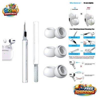 3 Pairs Replacement Ear Tips for AirPods Pro with Noise Reduction & Cleaning Kit