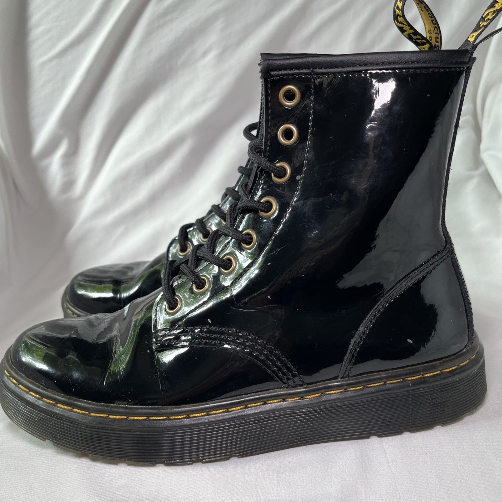 Dr Doc Martens Zavala 7 Men 6 Black Air Wair Smooth Leather Combat Boots Patent thumbnail 14