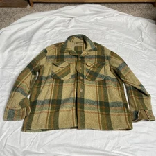 Vintage Chippewa Woolens Mens Wool Plaid Jacket Coat Traverse City MI