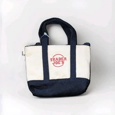 2025 TRADER JOE'S (Blue) Micro Zip Canvas Tote With Grocery  Bag Inside 
