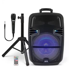 PBX-616SM 15" Bluetooth Rechargeable Speaker with LED Lights, Mic and Stand, ...