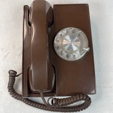 Western Electric Rotary Wall Phone Brown Bell System 1980s Right-Sided Dial Rare