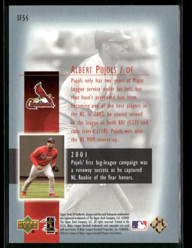 2003 SP Authentic ALBERT PUJOLS /2003 Superstar Flashback SP CARDINALS M496 - Image 2 of 3