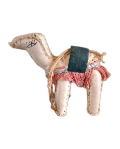 Vintage Leather Sewn Stuffed Camel Figure Ornament Handmade Leather Camel