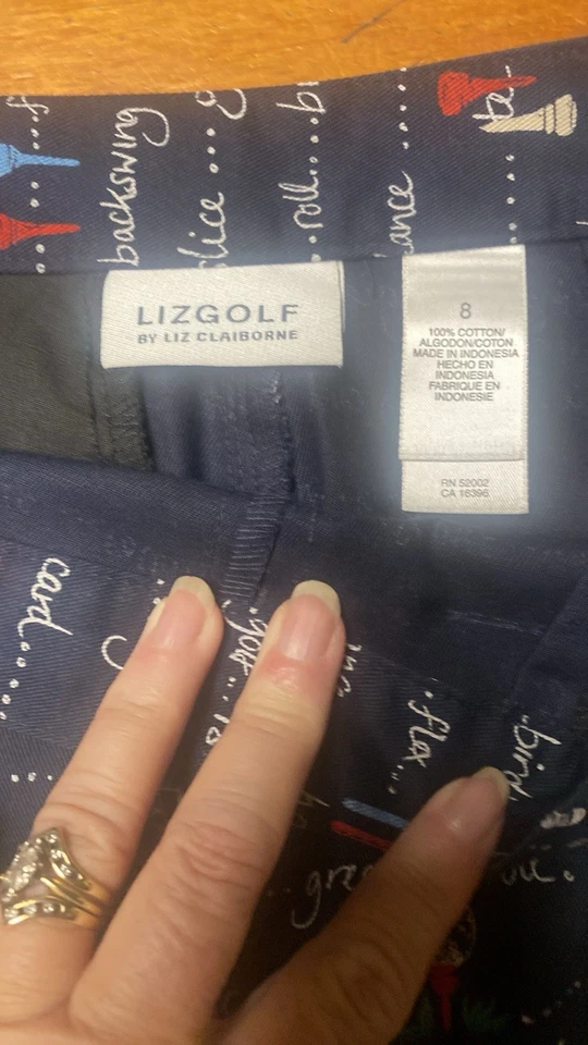 Falda de golf Liz para mujer 8 azules AOP línea A bolsillos cremallera falda corta Liz Claiborne golf Foto 2 de 4