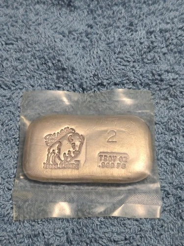 Bison Bullion 2 Oz Pure Silver Bar Sealed