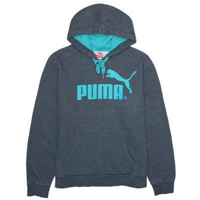 Puma Herren Grau XL Pullover Hoodie Logo Sport Fleece Sweatshirt