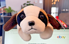 TY Beanie Babys Bernie Bernard Hund, neu mit Etikett, Falten Tush Tag, sehr selten