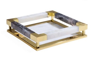 Jonathan Adler Black & White Mustique  14   Square Acrylic Trey, New In Box