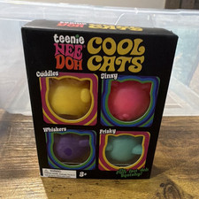 Teenies NeeDoh Cool Cats Tactile Squeeze Sensory Stress Toy Multicolor 3 4Pk