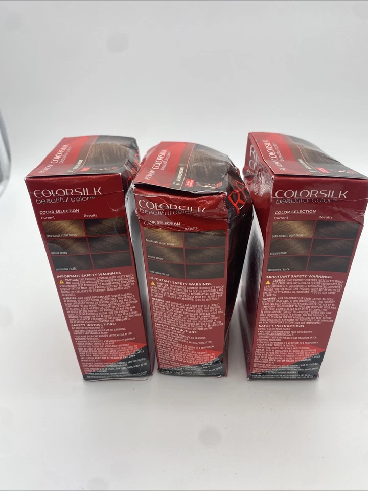 Paquete de 3 hermosos tintes para el cabello Revlon Colorsilk #47 marrón medio rico ~ cajas dañadas Foto 4 de 4