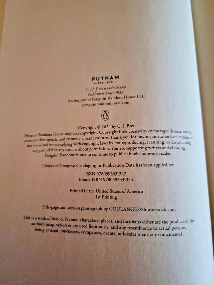 Three-Inch Teeth By C J Box First Edition Hardcover w/ DJ - Autographed Book - Image 4 of 4