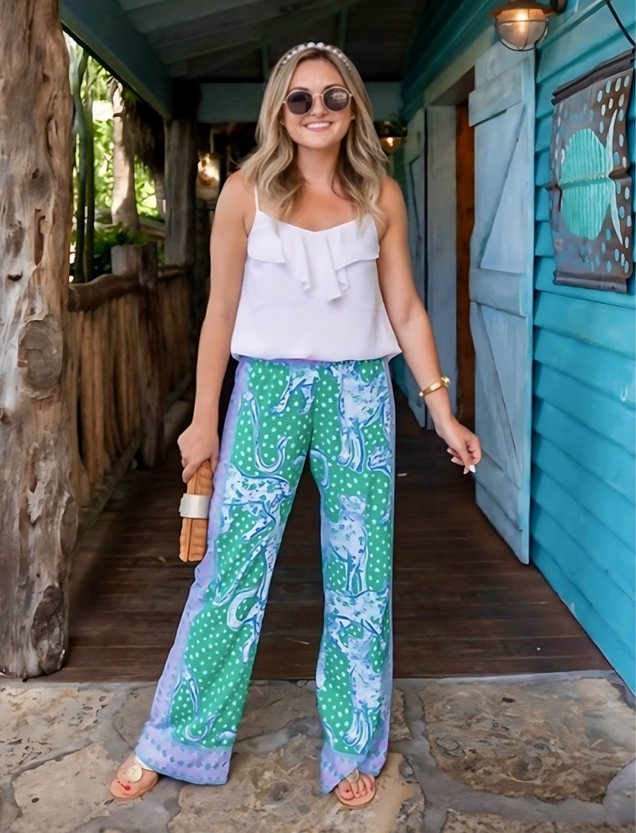 Lilly Pulitzer NWT 32” Bal Harbour Palazzo Pants Emerald On The