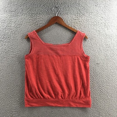 Prana Abbott Pass Tank Womens S Red Knit Sleeveless Pullover Square Neck Casual