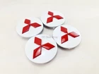 WHEEL CENTER HUB CAPS  WHITE RED Parts FOR Mitsubishi Lancer Ralliart Evo EX 4pc