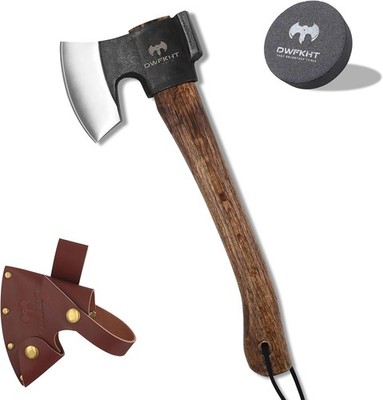 14.4'' Hatchet, Camping Hatchet, Hand Forged Axe with Sheath, Bushcraft Axe
