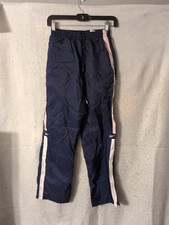 Reebok Lined Windbreaker Pants Size S Vintage Blue Drawstring Ankle Zip READ