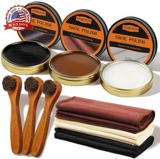 Nuroon 9 Pcs Shoe Polish Kit for Men Women, 3 Pcs Horsehair Shoe Brushes, Brow