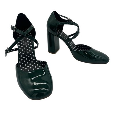 Max & Co Sz 39 Green Patent High Heel Mary Jane Strappy Sandals Shoes Max Mara