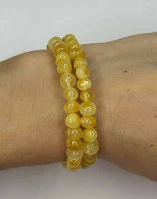 GENUINE BALTIC AMBER Stone Bracelet.YELLOW Amber Color Bracelet ADJUSTABLE - Image 1 of 4