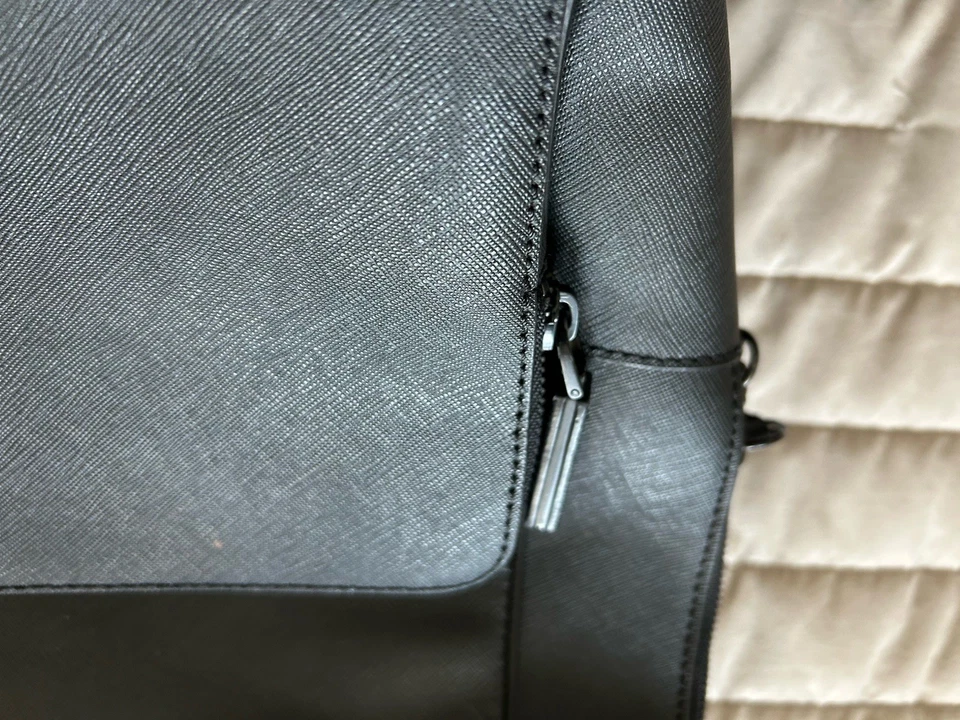 Calvin Klein Men’s Black All Leather Backpack Multiple Compartments  - Image 4 of 4