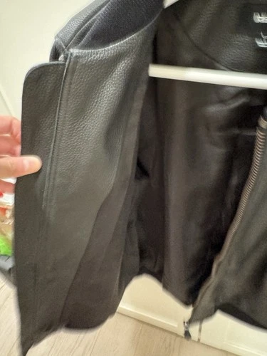 REISS Men's Black Leather Bomber Jacket Size L image 5
