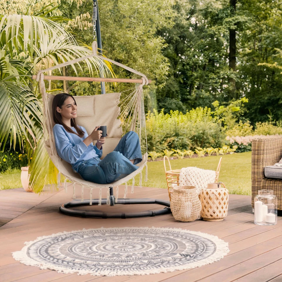 Outtec® XXL Hängesessel mit 3 Kissen Sitzsack Schaukel bis 150 kg Outdoor Indoor - Bild 4 von 4