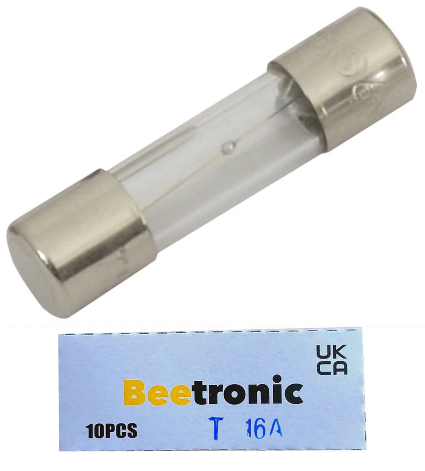 Beetronic 10 x T16A 16A 16 Amp Anti-Surge Time Delay Glass Fuse 20x5mm 250v