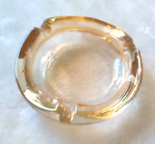  VINTAGE ASHTRAY  AMBER PEACH GLASS 3.25" SMALL MID CENTURY 
