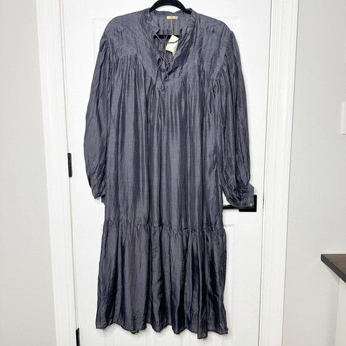 Matta Phool Dress Size L Dark Gray Lagenlook Boho Oversized Midi - Picture 2 of 9