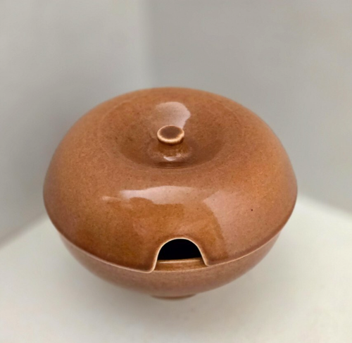 Rare Vintage Russel Wright Iroquois Redesigned Gravy Bowl with Lid Ripe Apricot - Picture 2 of 7