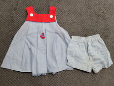 Vintage Little Bit Nautical Dress Shorts Outfit Size 3T Toddler Girls 2pc
