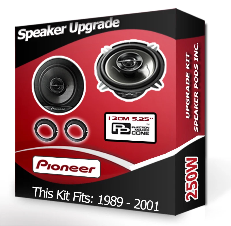 Ford Fiesta Avant Enceinte Portière Pioneer Auto + Adaptateur Anneaux Pieds 250W - Photo 1/1