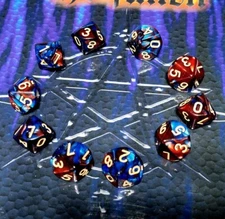 Midnight Heart 10d10 Dice Set - Polyhedral RPG WoD Vampire World of Darkness V20