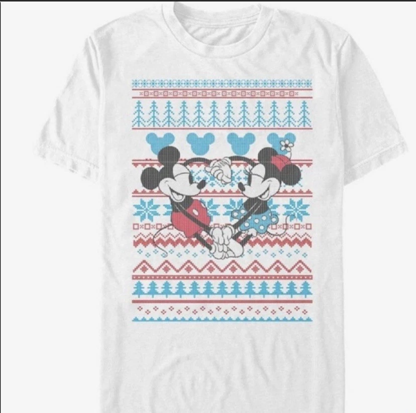 Disney Mickey Mouse Minnie Fair Isle Sweater T Shirt
