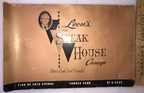 1961 Leon's Steak House Canoga Park Restaurant Menu 7140 De Soto Ave LA defunct - Picture 6 of 6