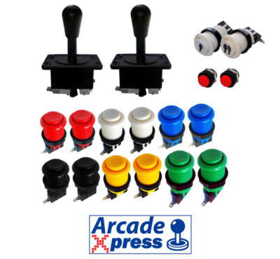 Arcade Schwarz Joysticks und Tasten Kit Set 18 Tasten Bartop MAME Cabinet DIY 