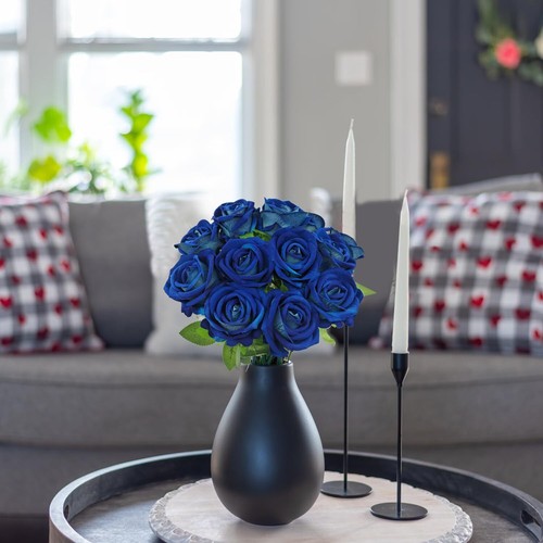 12 Pcs Velvet Rose Artificial Flowers with Long Stems Real Touch Fake Roses F... - Picture 5 of 6