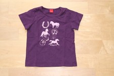 🐴 Esprit T- Shirt lila mit rosa Glitzer Pferde- Applikationen Mädchen Gr. 80 🐴