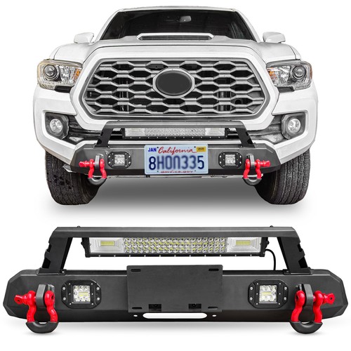 For Toyota Tacoma 2016-2022 Front or Rear Bumper Guard w/ LED Lights & D-rings - Picture 3 of 17