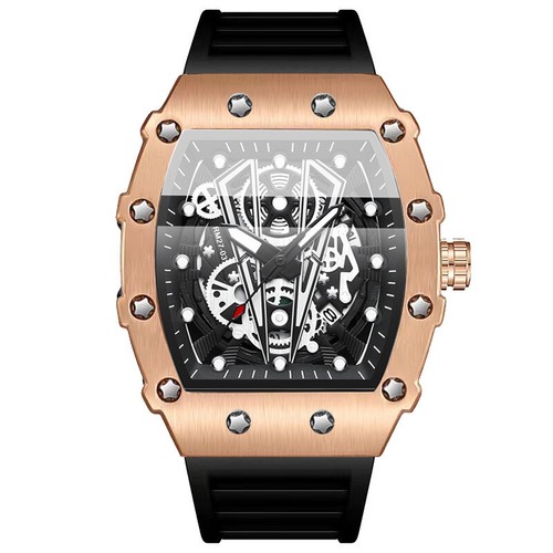 Herrenuhr BINBOND B8577 Curved Mirror Silikon Quarz 3Bar Domineering Barrel - Bild 8 von 17