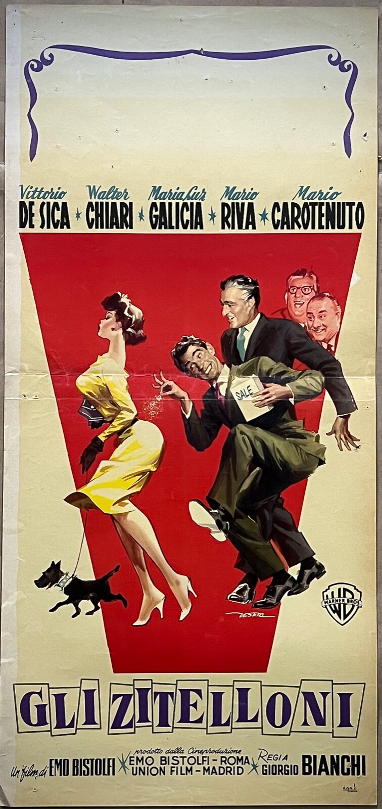 Locandina originale film Gli zitelloni (1958) - Regia di Giorgio Bianchi