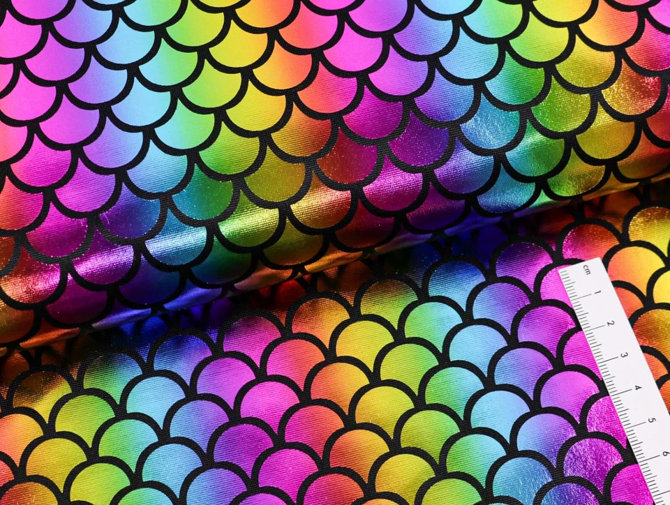FOLIENJERSEYStoff Schuppenoptik glänzend elastisch REGENBOGEN EUR 11,98/m - Bild 2 von 2