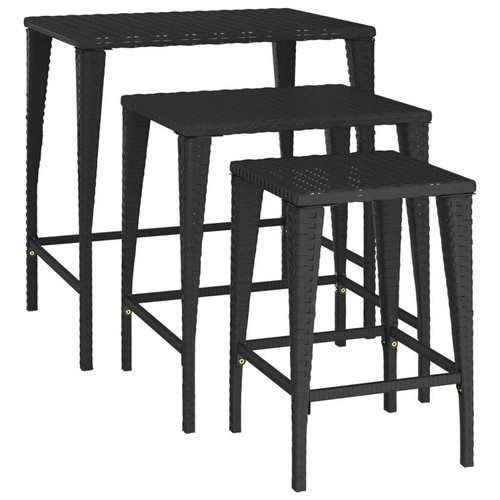 Satztisch Couchtisch Beistelltisch Sofatisch 3 Stk. Schwarz Poly Rattan vidaXL - Bild 5 von 8