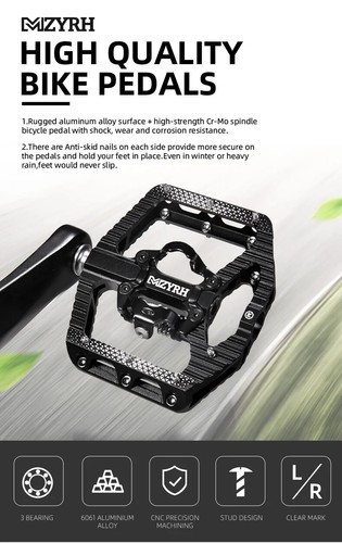 MTB Bicycle Cycling Non-Slip Pedals Aluminum Alloy Flat Platform Waterproof - Picture 18 of 33